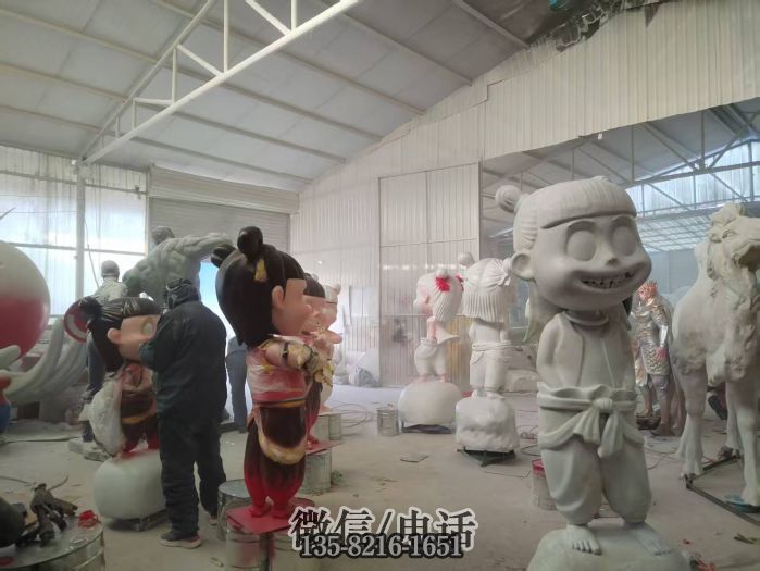 玻璃鋼雕塑廠(chǎng)哪吒雕塑?chē)娖彳?chē)間